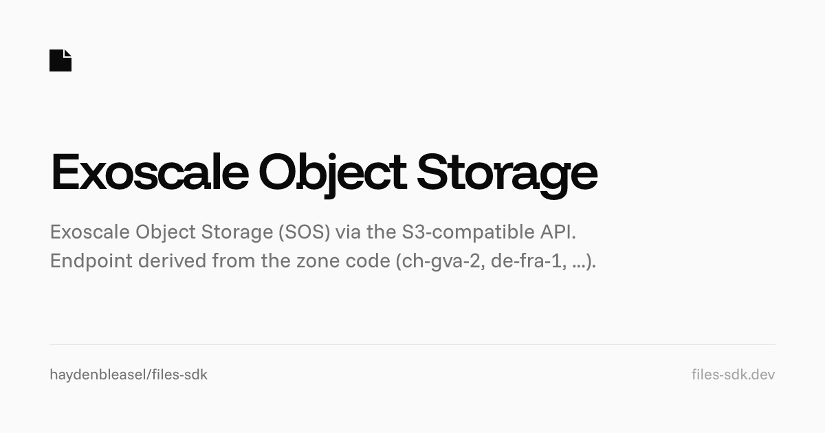 Exoscale Object Storage - Files SDK